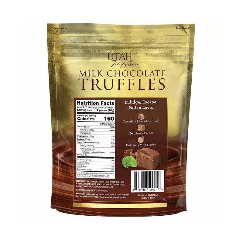 Utah Truffle Milk Chocolate Mint Truffles 16oz 2-pack