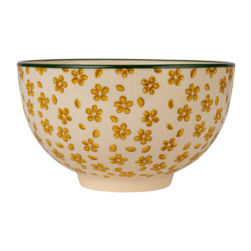 Creative Co-Op Floral Mosaic Stoneware Bowl Set, Multicolor, Set of