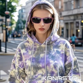KANASTAL Over Glasses Sunglasses Purple Womens Polarised Rectangular Fit Over Mens Ladies Retro Vintage UV400 Protection Driving Summer - Purple Frame Black Lens