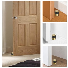Sumnacon Floor Door Stopper 3 Pack Solid Stainless Steel Door Stop with Rubber Bumper-Safety Floor Mount Doorstop with Screws, Heavy Duty Commercial Industrial Floor Door Stopper, Gold