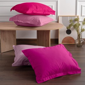 Soft Cotton Pillowcase Set (2 Pieces), Dusty Rose, 80 x 80 cm | 100% Cotton Ranforce, 155 Thread Count | Envelope Closure, Machine Washable at 30°C