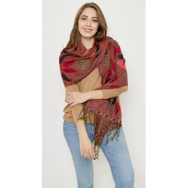 Van Der Rich ® - Pashminas Scarf (50% Cotton, 50% Viscose) - Women, red/black