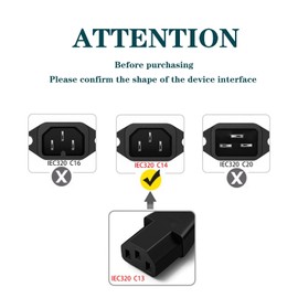 Amplifier Gaming PC Power Cable Compatible for iBuyPower HP Dell STGAubron CyberpowerPC Skytech Thermaltake, Replacement Desktop Computers 3-Prong Wall Power Cable Plug