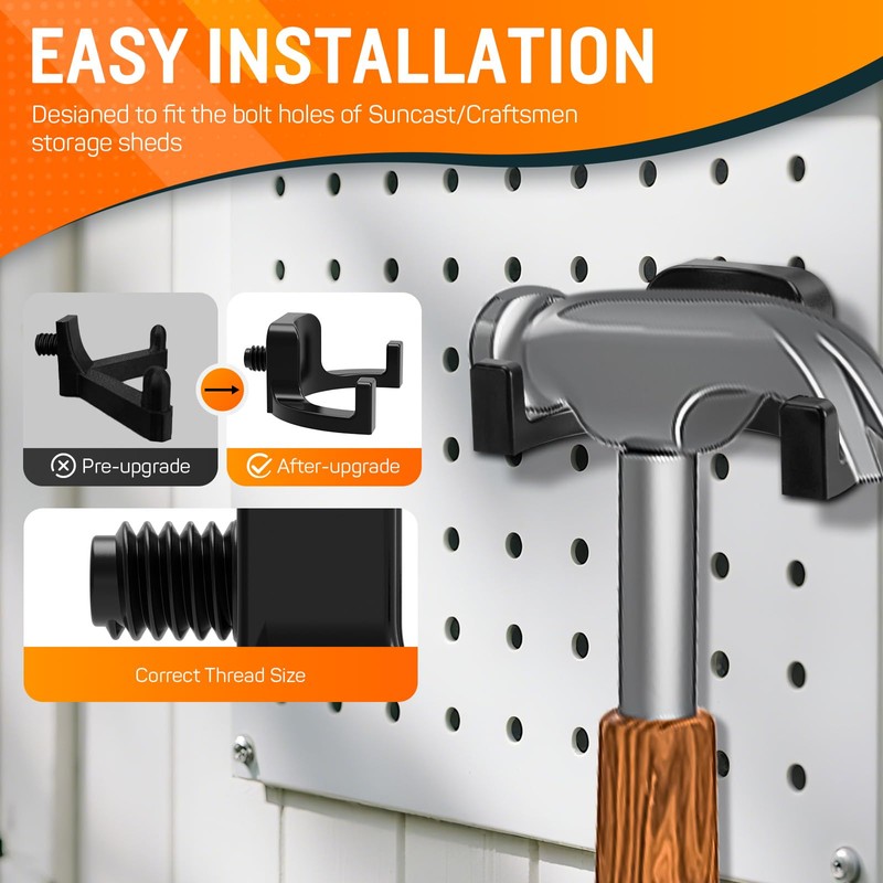 6Pcs Storage Shed Hooks Compatible with Suncast Shed, Black J