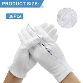 Pack of 72 White Cotton Gloves: Care White Cotton Gloves, Protective Gloves Cotton, Comfortable and Breathable Jersey Gloves for Skin Care, Washable and Stretchy Cloth for Multi-Purpose