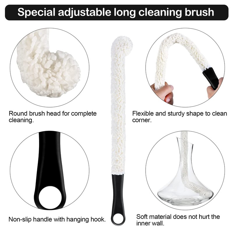 3 Pieces Decanter Cleaning Brush Flexible Bottle Scourer and 400