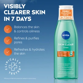 NIVEA NIVEA Derma Skin Clear Toner (200ml), Cleansing and Hydrating Toner, Salicylic Acid Toner Enriched with Niacinamide to Rebalance the Skin and Remove Impurities, For Blemish-Prone Skin