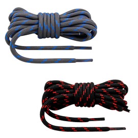 Andiker 2 Round Shoelaces, 120 cm, Ultra Strong Durable Shoelaces for Walking and Hiking, Removable Heavy Duty Shoelaces Replacement for Various Boots and Trainers, Red/Blue, red/blue