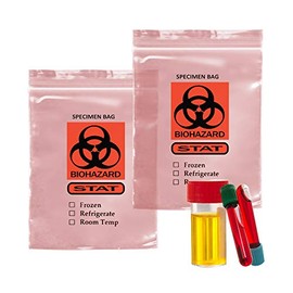 APQ Pack of 1000 Specimen Transfer Bags, Pink Tint 12 x 15 Zipper. Printed Biohazard. 2 mil Thick Polyethylene Bags 12x15. Plastic Bags for Health Needs. Ideal for Infirmaries.