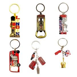 12 London Souvenirs Keyrings Magnets - British Souvenir Metal Magnet Key chain - Union Jack Key Ring Magnet UK Fridge Magnet Bottle Opener Keychain