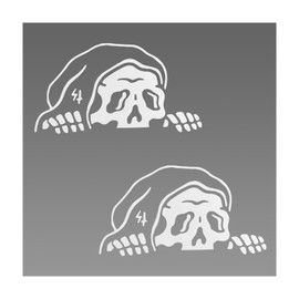 MUQIDA 2 PCS Creeper Skeleton Stickers, Waterproof Vinyl Decal Peeking Skeleton Bumper Sticker, Funny Scary Vehicle Exterior Decoration for Rear Window Door Trunk Laptop Wall (White)