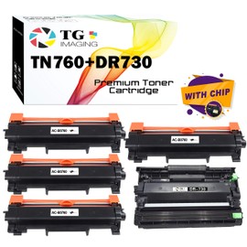 TG Imaging Compatible DR730 Drum Unit and TN760 TN730 Toner Cartridge Replacement for Brother TN-760 MFC-L2710DW MFC-L2350DW DCP-L2550D MFC-L2750DW HL-L2370DW Printer (4 Toners 1 Drum, Total 5 Pack)