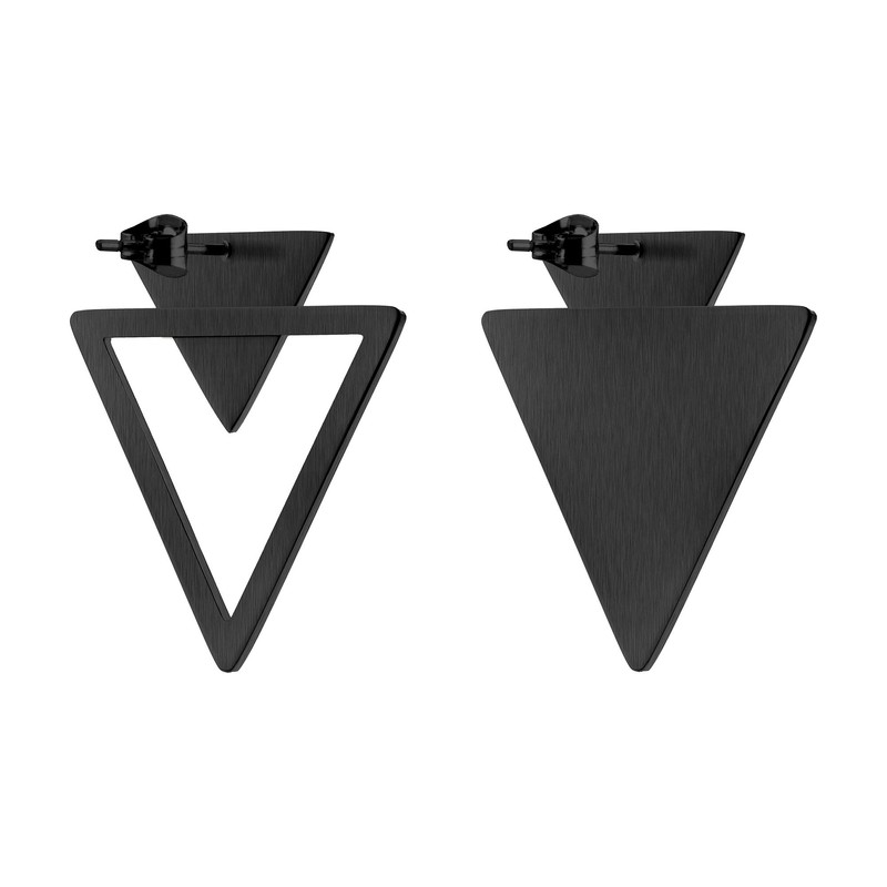 Liebeskind Berlin Ladies’ Stud Earrings, Stainless Steel, Stainless Steel, black