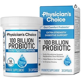Physician's CHOICE 100 Billion Advanced Probiotic - 16 Strains + Organic Prebiotics - Digestive & Gut Health - Supports Occasional Constipation, Diarrhea, Gas & Bloating - Probiotics for Women & Men