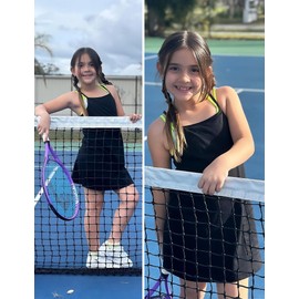 Arshiner Girls Dress with Shorts Casual Summer Spaghetti Straps One Piece Romper Dresses with Pockets for Kid 5-15 Y Black