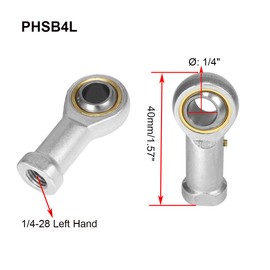 HiPicco PHSB4L Rod End Bearing, 2pcs 1/4-inch Bore Pre-Lubricated 1/4-28 Female Thread Left Hand Heim Joint