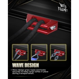 RENO Tie Down Anchors, Aluminum Bed Rail Cleats Compatible with Tacoma Tundra Gladiator Ram 1500 Bed Hooks for Cargo Trailer, Replaces PT278-35160 35050 35100 35111 35112 / PT785-35050-S1 (Red, 2pcs)