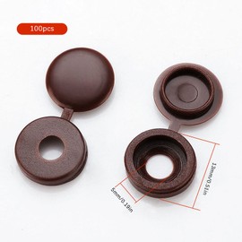 Eagles Hinge Screw Cover, (100 PCS Brown,Fit M4 M5) Screw Caps, Folding Screw Cover Cap, Snap Washer Covers Flip Tops for Covering Screw Heads, Screw Protection