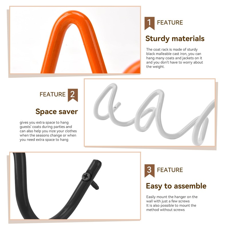 Bumtosc Coat Rack Wall Mount, Creative Wave Wall Hooks 20KG