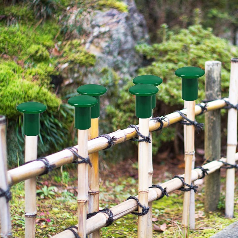Kungfu Mall 48Pcs Garden Bamboo Caps Green Rubber Cane Caps