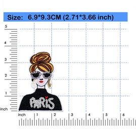Cute Trendy Girly Summer Patch, 3Pcs Cool Sunglasses Smile Sun Paris Modern Girl Iron On Patch for Clothes Jacket Jeans Dress Backpacks Bags