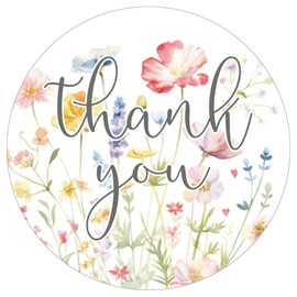 Anwyll Wildflower Thank You Gift Stickers,60Pcs 2Inch Thank You Birthday Party Favors Stickers,Self-Adhesive Wildflower Baby Shower Sticker for Wedding Bridal Shower Birthday Wildflower Party Decor