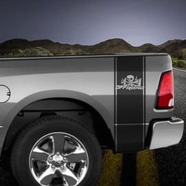 Increation Company Skull Truck Decals 4x4 Rear Side Bed Stripes For Dodge Ram 1500 Vinyl Graphics (Matte Black)