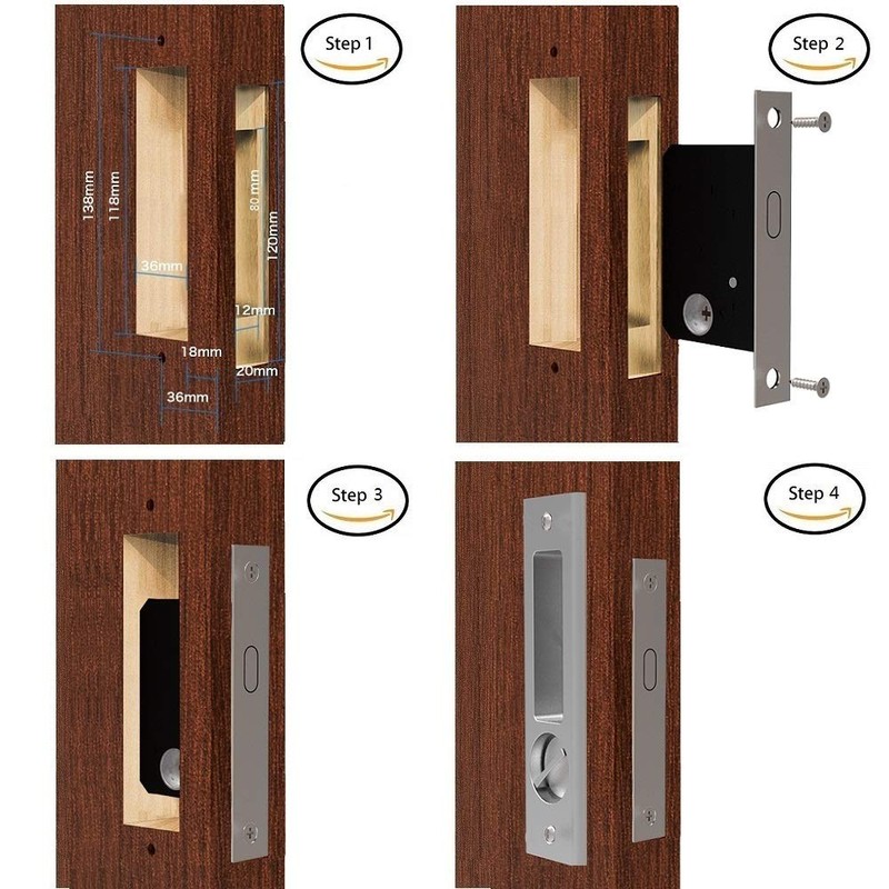 CCJH Privacy Pocket Door Lock Hardware with Key, Pocket Door