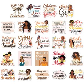 24 Pcs Black Girl Inspirational Locker Magnets, Motivational Quote Magnetic Decorations for Fridge or School Locker, Encouragement Gift for Students or Teachers