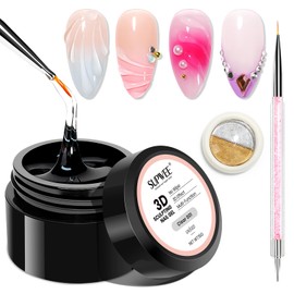 SUPWEE 3D Nail Gel, Sculpting Painting Gel for Nails Art with No Wipe Chrome Powder for Nail Charms Rhinestone DIY Manicure at Home