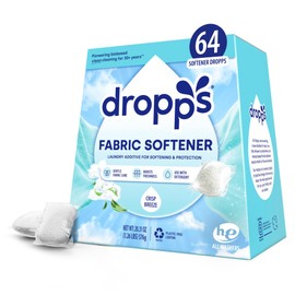 Dropps Laundry Fabric Softener Pods, Crisp Breeze (64 Pods) - Laundry Additive for Softening & Protection - HE Compatible Mineral Based Ingredients Laundry Supplies