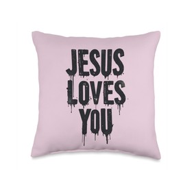 Jesus Loves You Christian Inspirational Message Throw Pillow