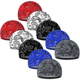 Tarpop 10 Pcs Men Skull Caps Cooling Welding Hard Helmet Liner Cycling Skull Caps Wicking Beanie Do Rag Head Wrap for Men(Assorted Style)