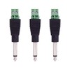 3-Pack 6.35mm 1/4" Mono Plug TS 6.35mm Male Solderless Terminal