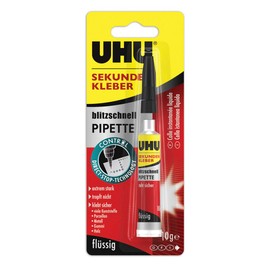 UHU UHU Sekundenkleber blitzschnell PIPETTE C Super schneller und extrem starker Flssigkleber zum einfachen und pr?zisen Auftragen C 1 x 10 g