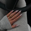 Chrome Grey False Nails Almond, SXVME Chrome Press On Nails