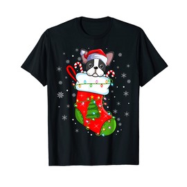 French Bulldog In Christmas Socks Santa Xmas Men Women Kids T-Shirt