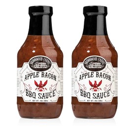 Brownwood Farms BBQ Sauce, Made in Small Batches, Sweet and Tangy, Great on Fries, Meatloaf, Burgers, Glaze, Real Ingredients 20oz (2 Count, Apple Bacon)