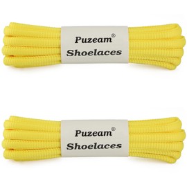 Puzeam 2 Pairs Oval Athletic Shoelaces 30 Colors 1/4" Half Round Shoe Laces for Sneakers - Yellow 120