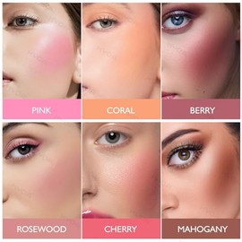 KYDA Polvo de rubor rosa, colorete facial de maquillaje rosa, fórmula mezclable, hidratación duradera, textura ultra fina y ligera