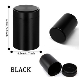 Auswalar 2 PCS Mini Smell Proof Container,60ml Portable Metal Sealed Can,Coffee Airtight Storage Containers for Tea Leaves, Ground Coffee, Sugar, Seasonings, Condiments(Black+Gold)