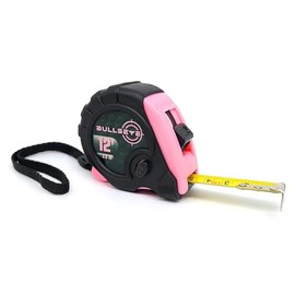 Cinta Métrica Bullseye de 12 Pies | Rosa | Cinta Métrica Retráctil con Botones de Pausa | Medidas Estándar y Métricas Fáciles de Leer para Adultos y N