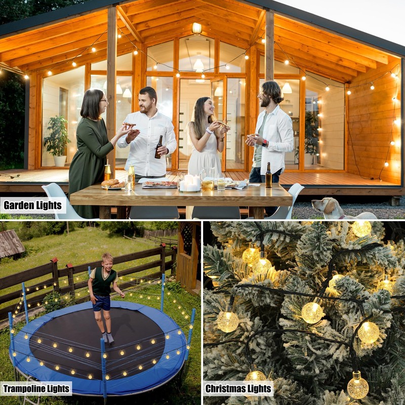 Hahood 72 Ft Solar Pool String Lights for Above Ground