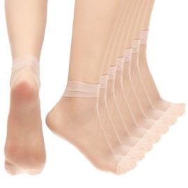LIQWEI 10 Pairs of Transparent Nylon Stockings for Women, Nylon Fine Socks, Non-Slip Ankle High Fine Stockings for Women, Breathable Silk Socks for Women Girls