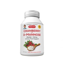 ANDREW LESSMAN Cranberry with D-Mannose - 60 Capsules - Supports Bladder, Kidney and Urinary Tract Health. High Potency Standardized Cranberry Concentrate and D-Mannose. Easy to Swallow Capsules