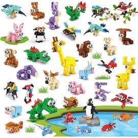 30 Packs Animal Party Favors for Kids, 810 PCS Mini Animal Building Block Toy Set for Goodie Bag Fillers Classroom Prizes Easter Birthday Children's Day for Boys Girls Student Ages 6+