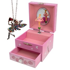 1 Drawer Ballerina Dancer Music Box with Fairy Necklace