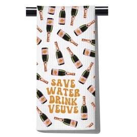 FUNYSO Champagne Gift Drinker Gift Champagne Lover Gift Save Water Drink Champagne Kitchen Towel Housewarming Gift (DRINK Champagne UK)