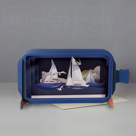 Message In A Bottle Yachts & Gulls Pop Up Birthday Greeting Card By Alljoy Cards