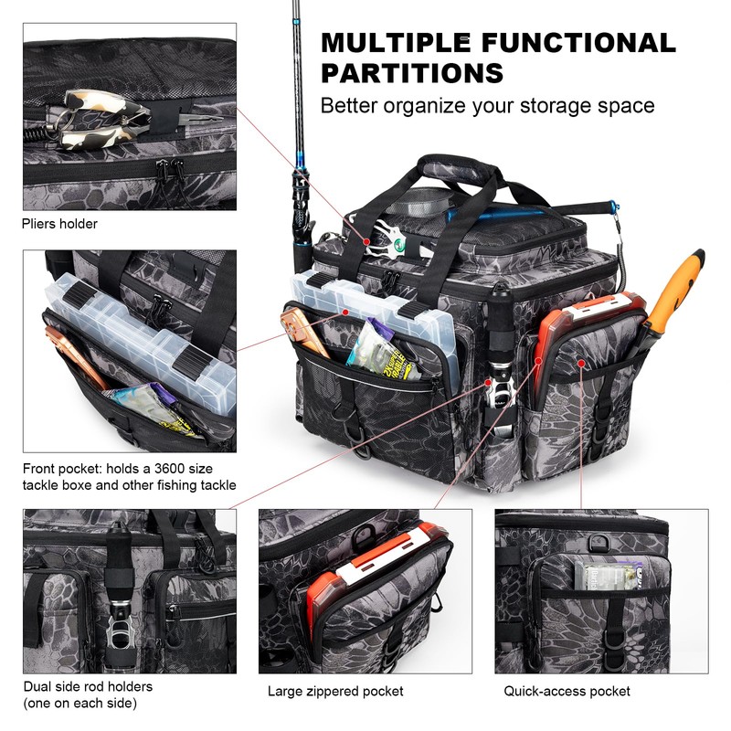 Rabjen Fishing Tackle Bag with Rod Holders & Cooler Main